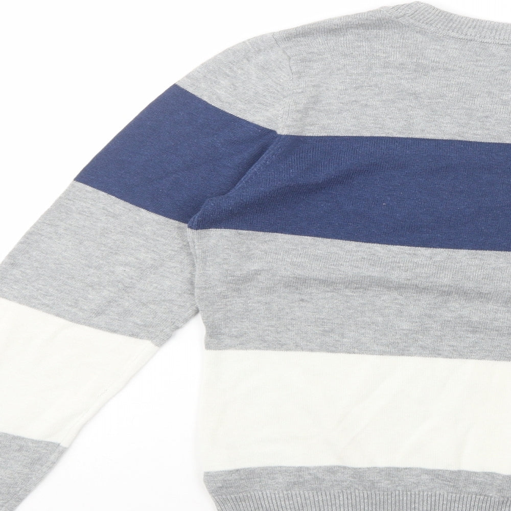 AJC Womens Grey Boat Neck Striped Polyester Pullover Jumper Size 14