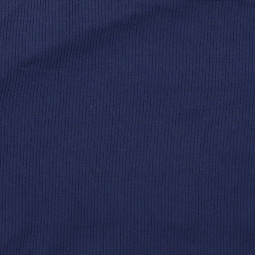 Dunnes Womens Blue Nylon Cropped T-Shirt Size M Mock Neck Pullover