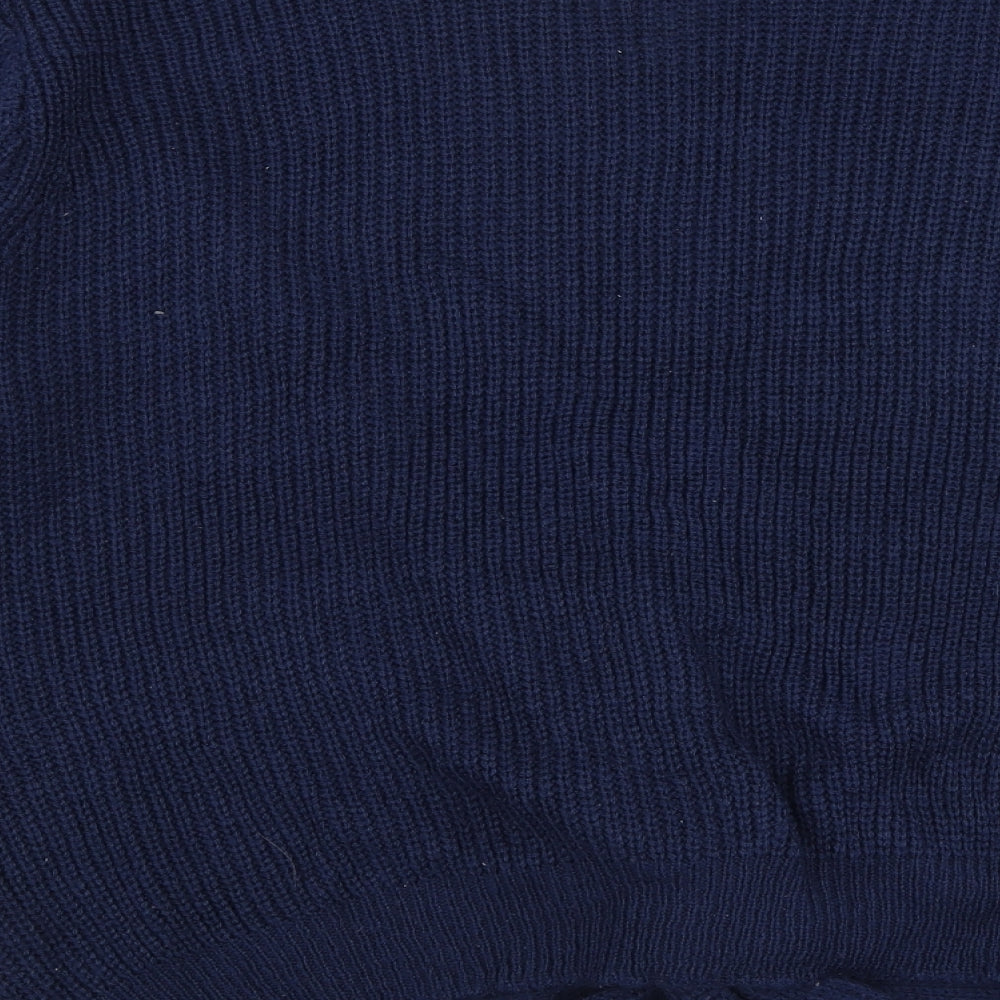 SheIn Womens Blue V-Neck Acrylic Pullover Jumper Size XL