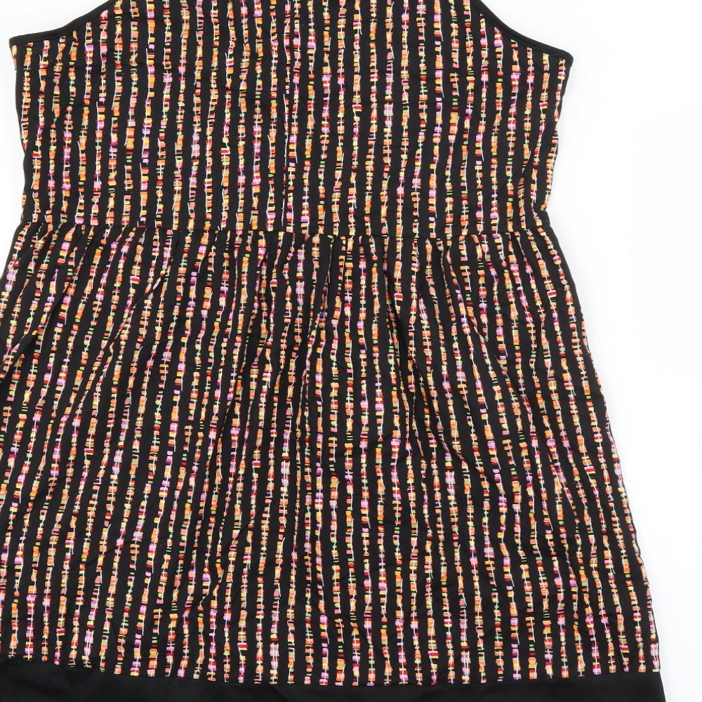 Zuppe Womens Black Geometric Cotton Fit & Flare Size 4 Square Neck