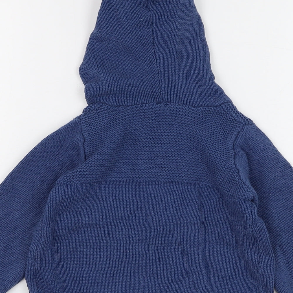 BHS Girls Blue Cotton Pullover Jumper Size 6-9 Months Button