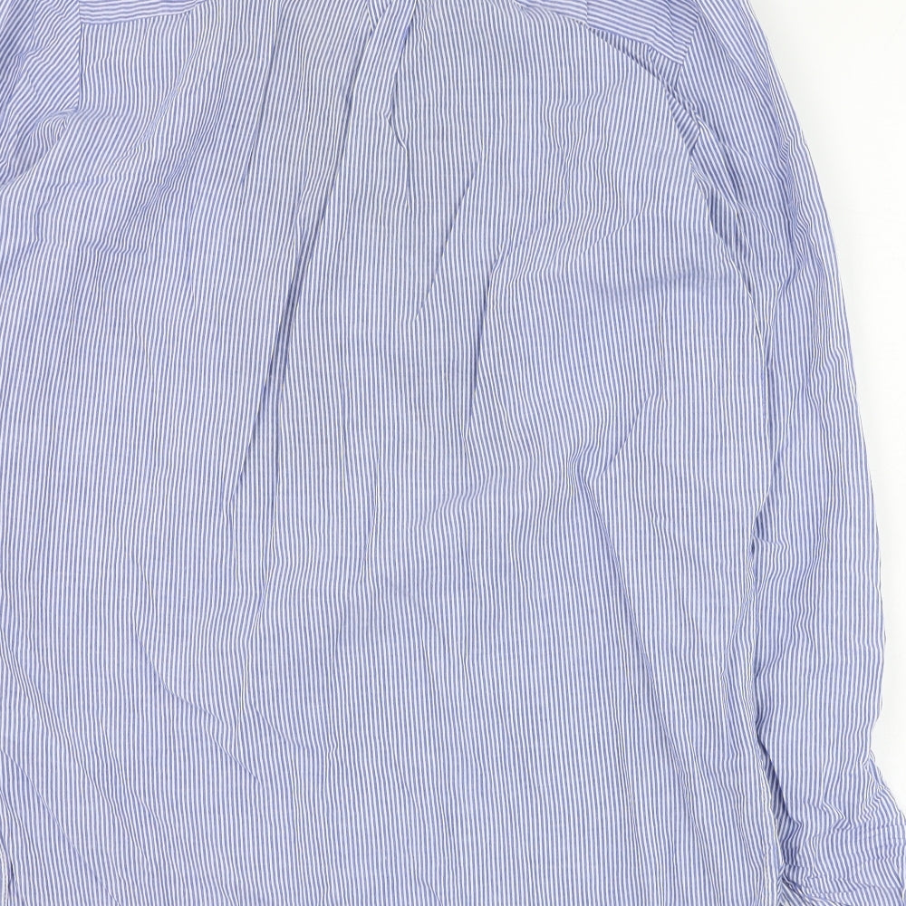Monsoon Womens Blue Striped Cotton Basic Blouse Size 8 Collared