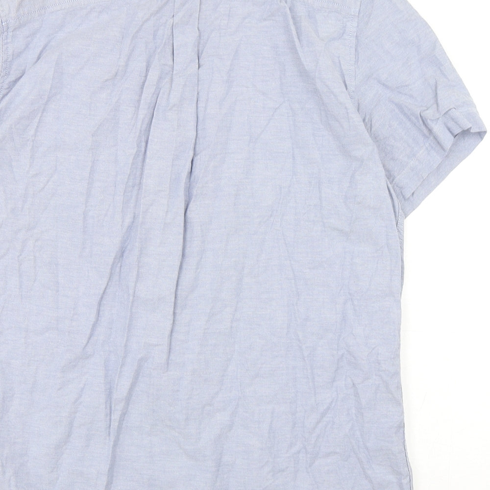 Burton Mens Blue Cotton Button-Up Size L Collared Button