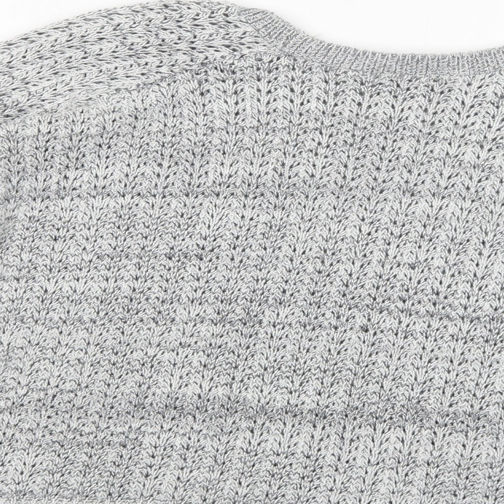 River Island Womens Grey Boat Neck Cotton Pullover Jumper Size 12