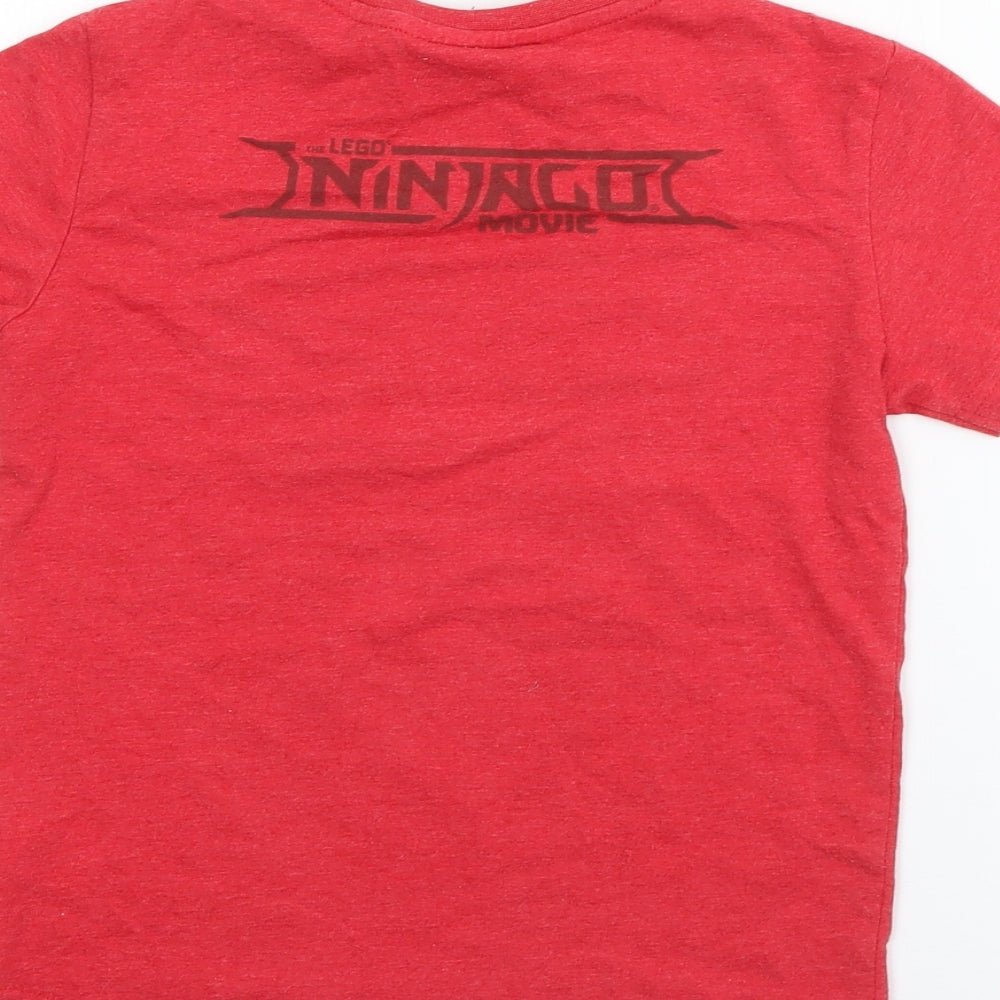 NEXT Boys Red Cotton Pullover T-Shirt Size 4 Years Crew Neck - Lego