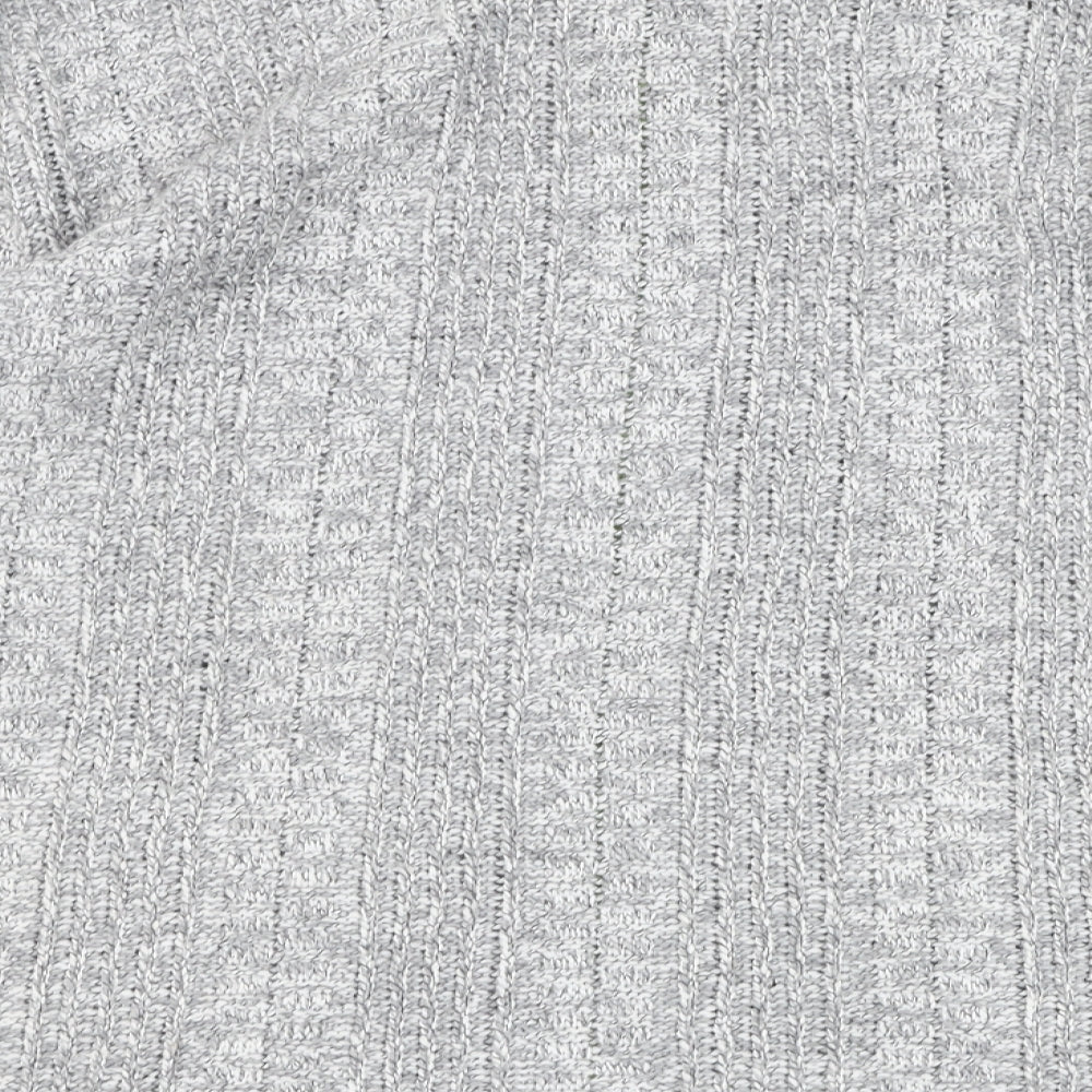 Marks and Spencer Womens Grey Square Neck Acrylic Full Zip Jumper Size XL