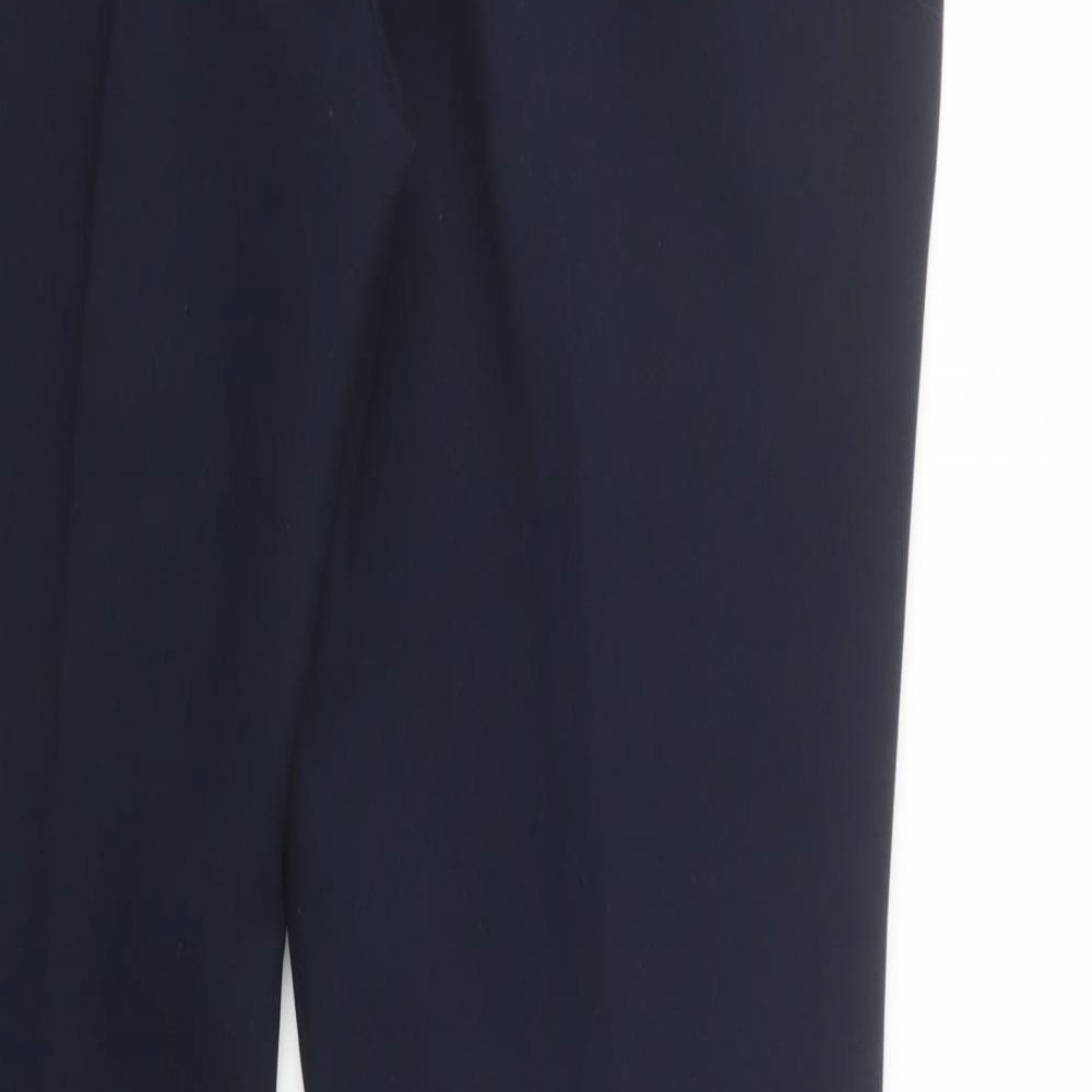 Dunnes Stores Womens Blue Polyester Dress Pants Trousers Size 14 L28 in Regular Button