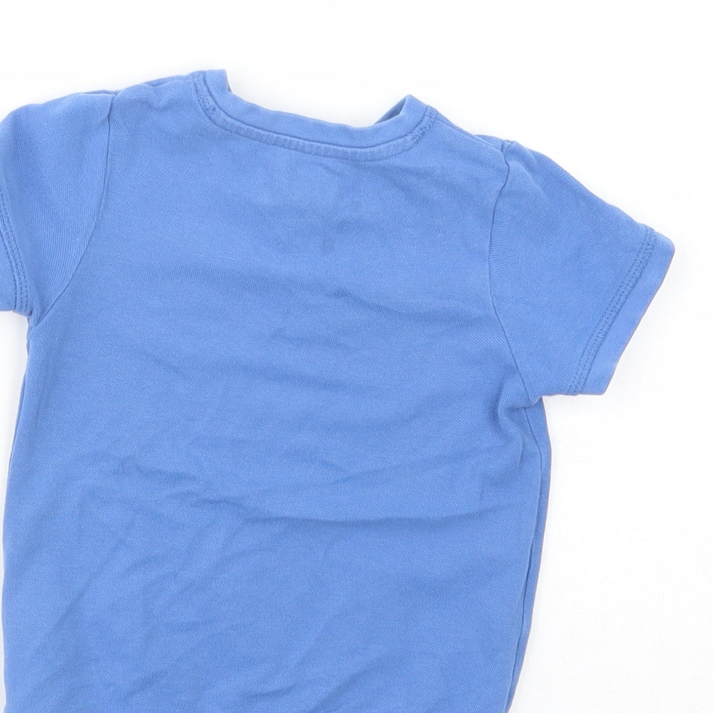 Marks and Spencer Baby Blue Cotton Pullover T-Shirt Size 12-18 Months Henley Button