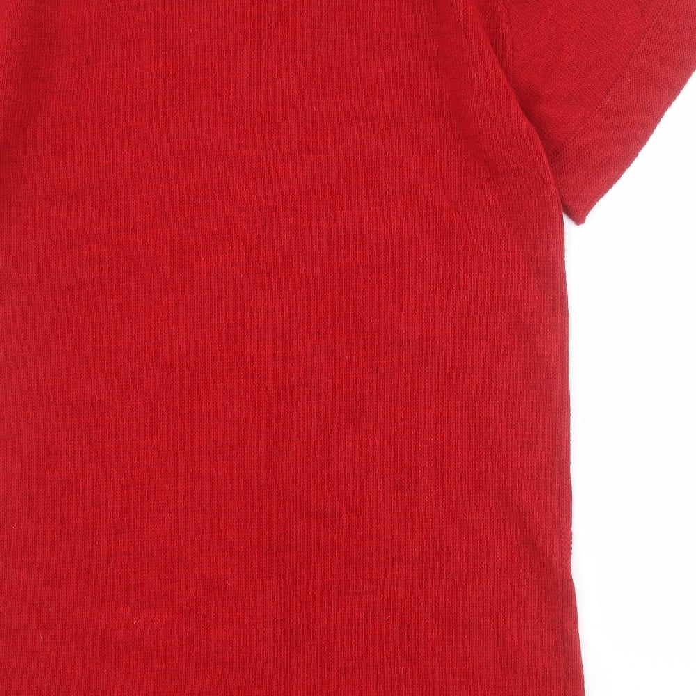 Peruzzi Womens Red High Neck Acrylic Cardigan Jumper Size M