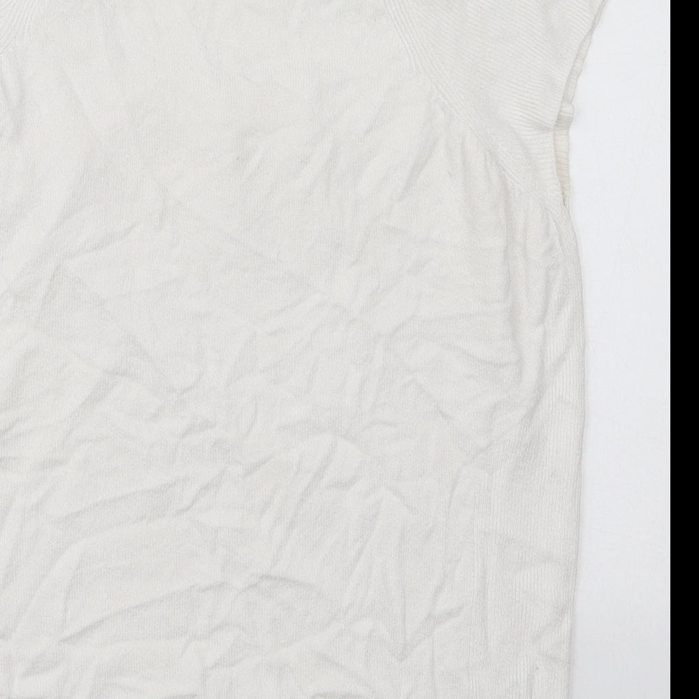 Marks and Spencer Womens White Square Neck Viscose Pullover Jumper Size 16