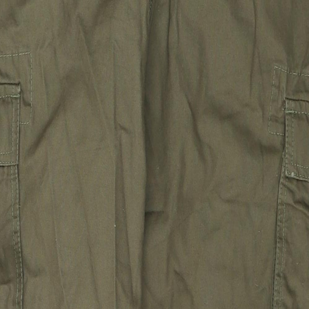 F&F Mens Green Cotton Cargo Trousers Size 38 L30 in Relaxed Button