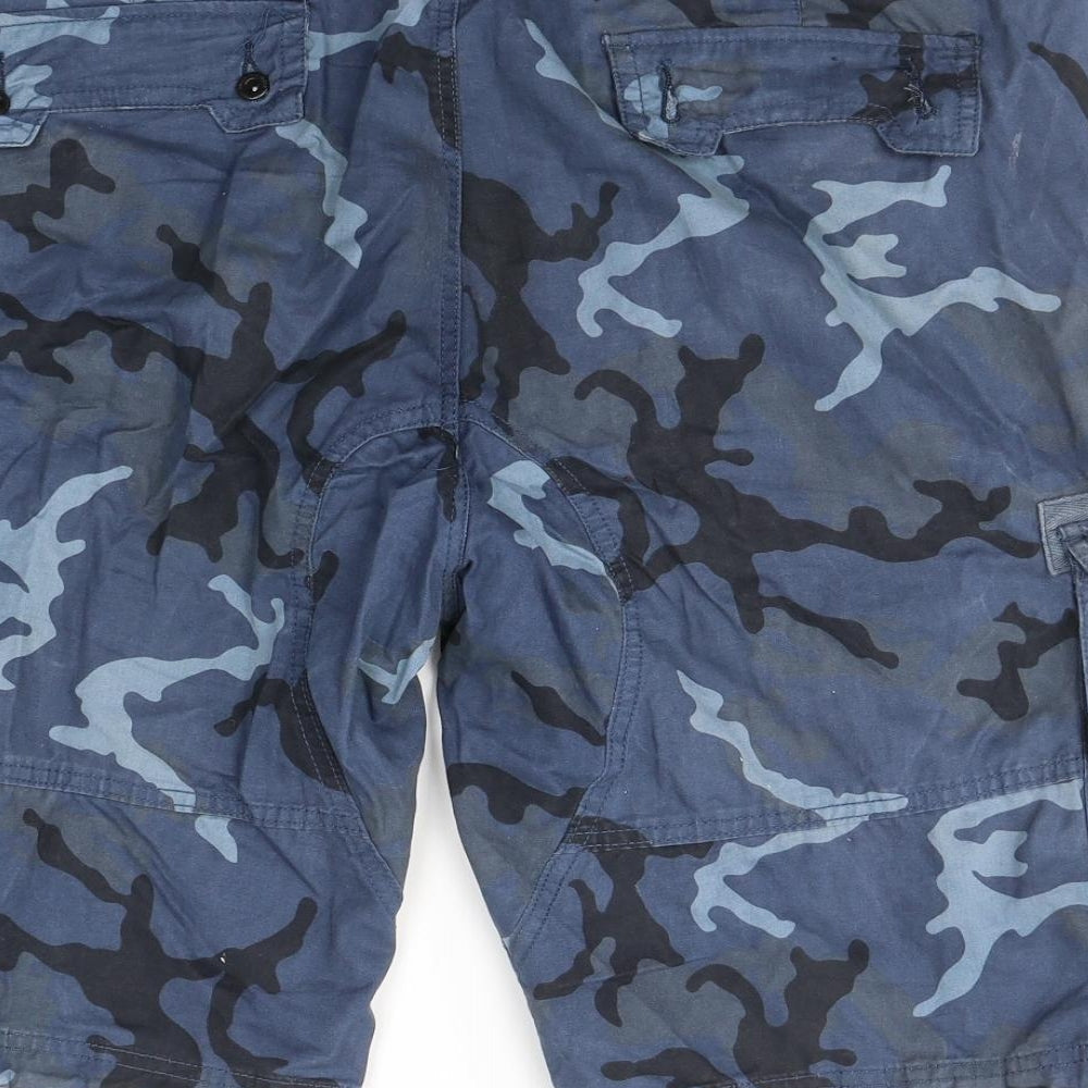Smith & Jones Mens Blue Camouflage Cotton Cargo Shorts Size 38 L11 in Regular Button