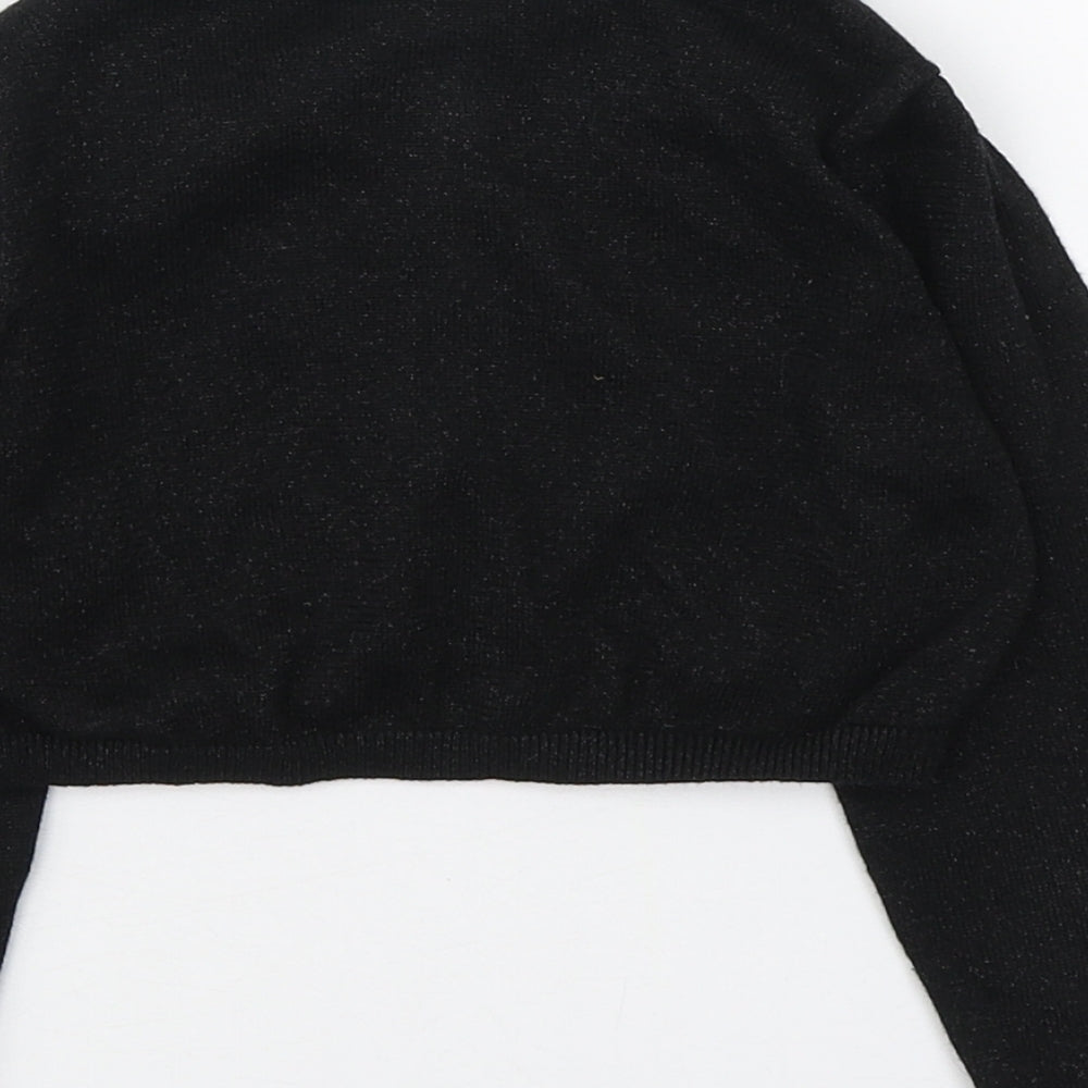 NEXT Girls Black Round Neck Cotton Cardigan Jumper Size 5-6 Years Button