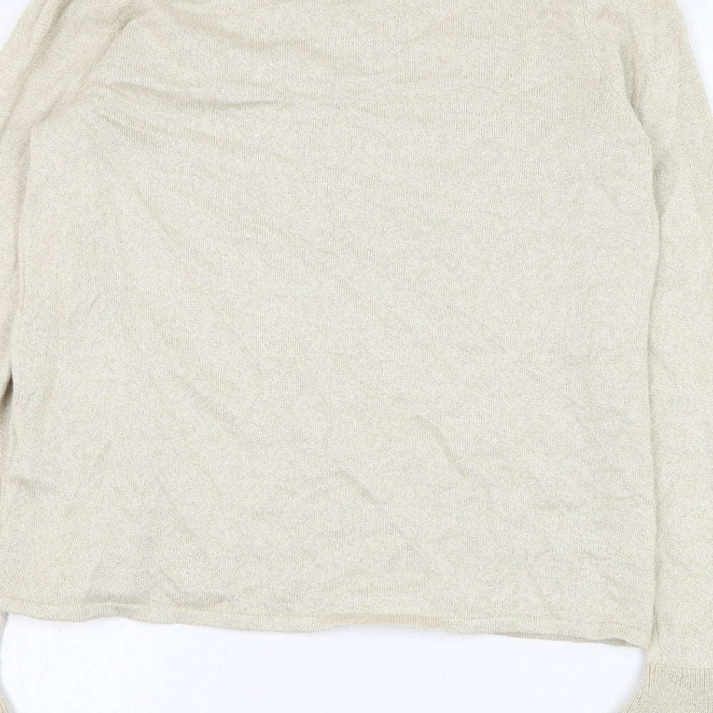 Marks and Spencer Womens Beige Round Neck Viscose Pullover Jumper Size 10
