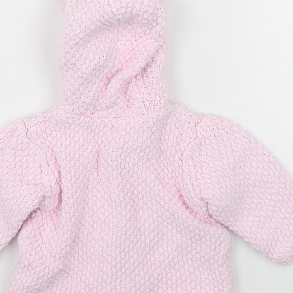 Mini Club Girls Pink Cotton Cardigan Jumper Size 3-6 Months Button