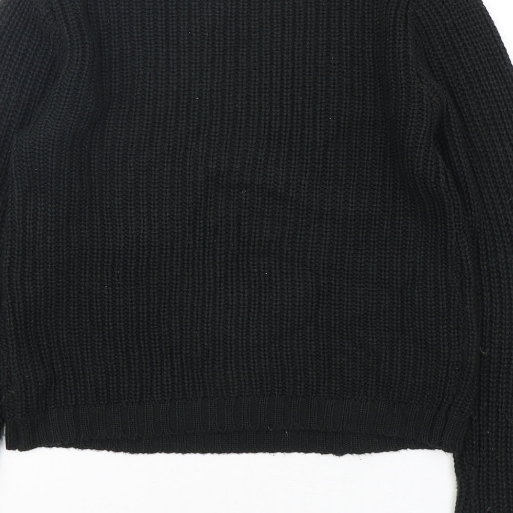 Primark Girls Black Round Neck Acrylic Pullover Jumper Size 9-10 Years