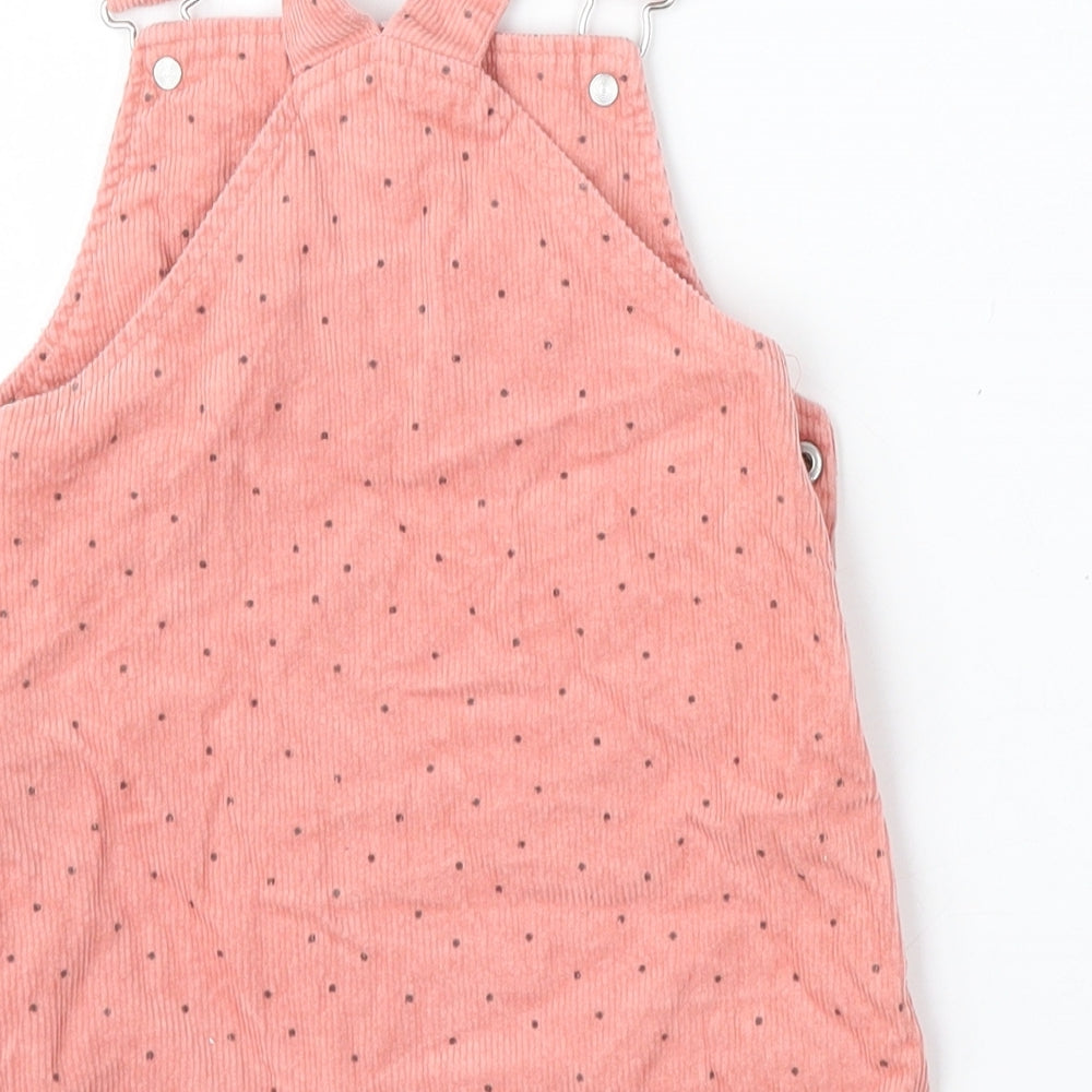 Primark Girls Pink Polka Dot Cotton Dungaree One-Piece Size 18-24 Months Button