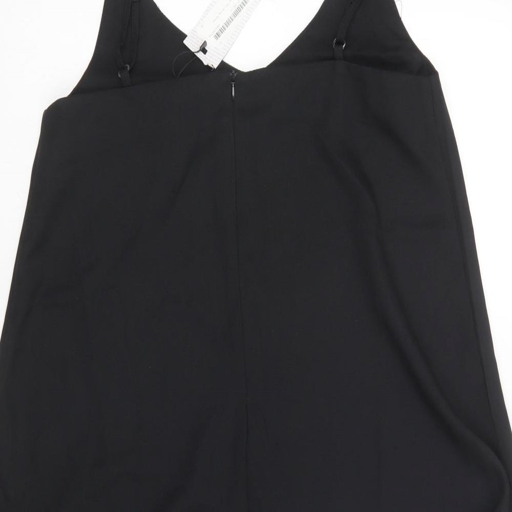 Boohoo Womens Black Polyester Slip Dress Size 10 V-Neck Zip