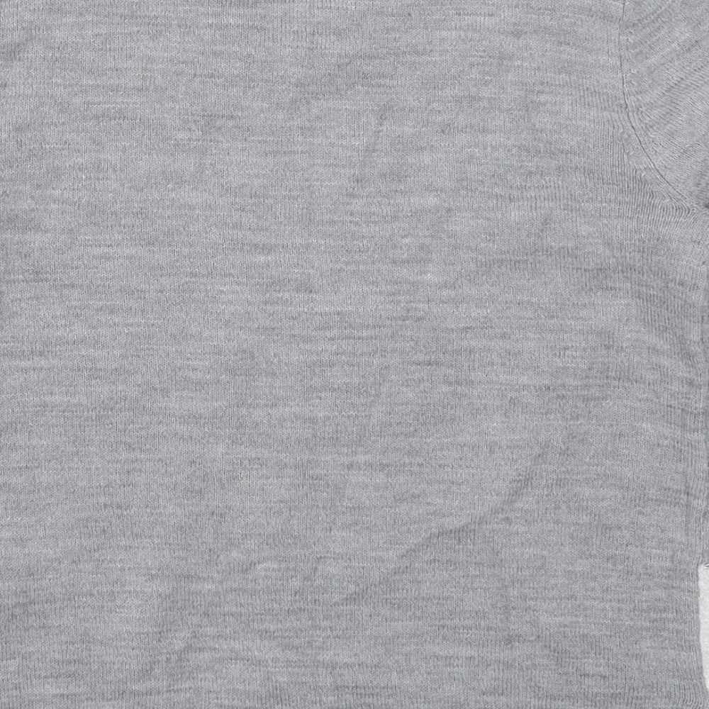 Pepperts Girls Grey Crew Neck Acrylic Pullover Jumper - Penguin
