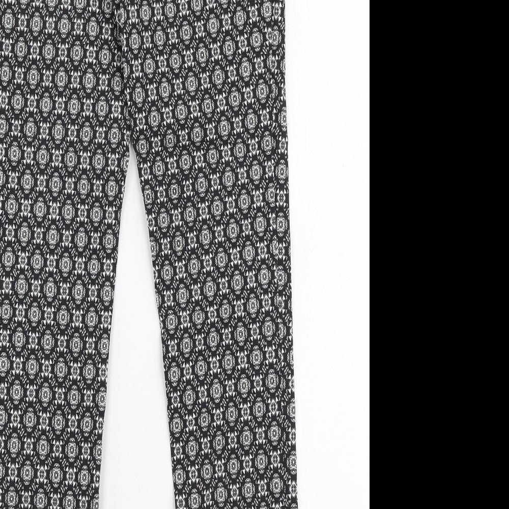 Atmosphere Womens Black Geometric Viscose Trousers Size 10 L27 in Slim Zip