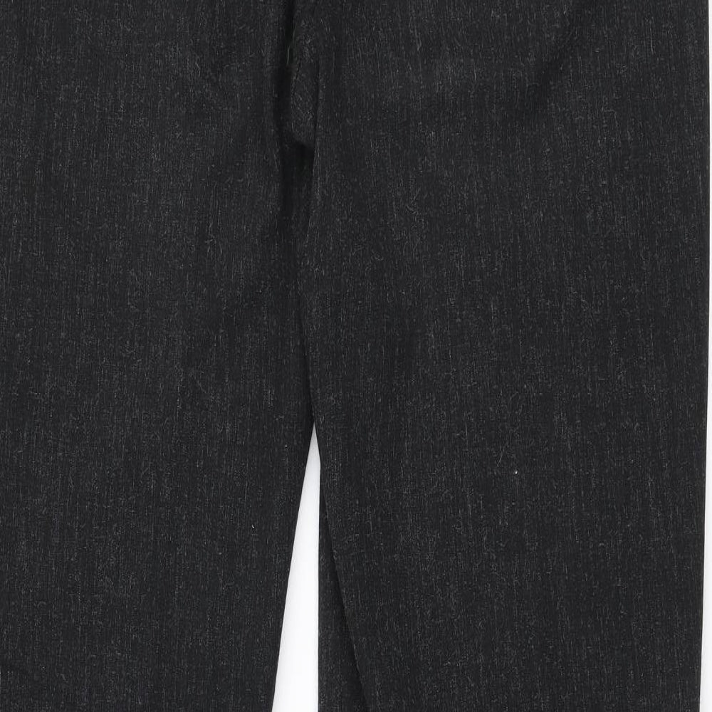 Marks and Spencer Womens Black Polyester Trousers Size 14 L32 in Regular Zip