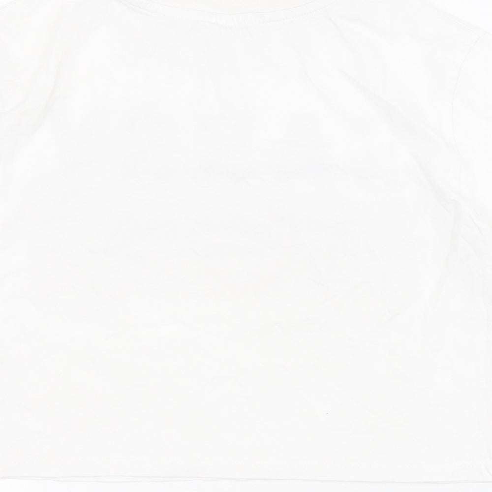 Matalan Girls White 100% Cotton Cropped T-Shirt Size 11 Years Crew Neck Pullover - Slogan
