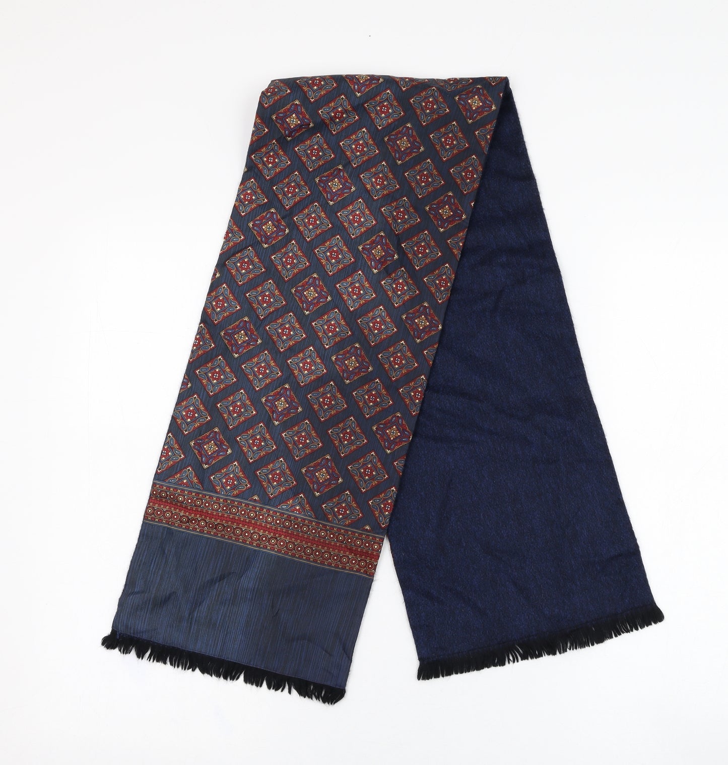 Marks and Spencer Mens Blue Geometric Wool Scarf One Size
