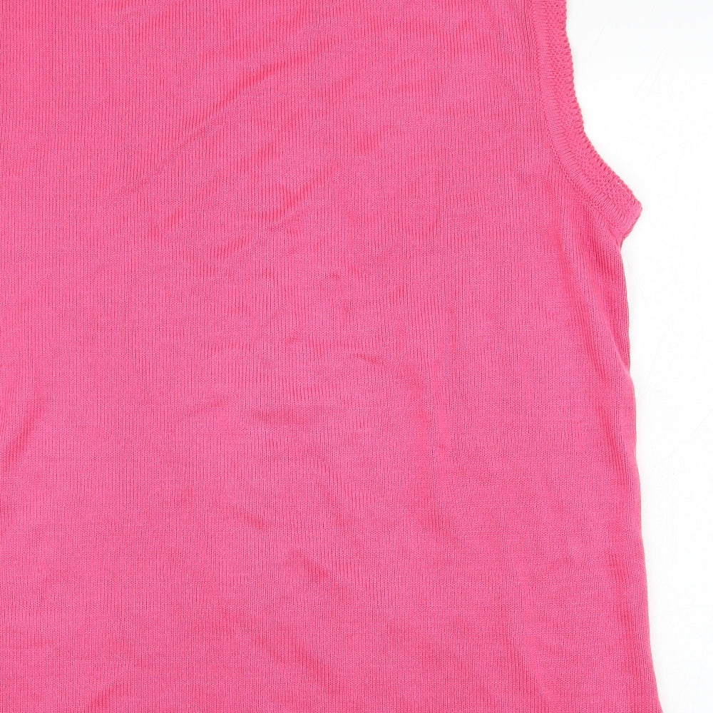 Dil knitwear Womens Pink V-Neck Acrylic Cardigan Jumper Size L