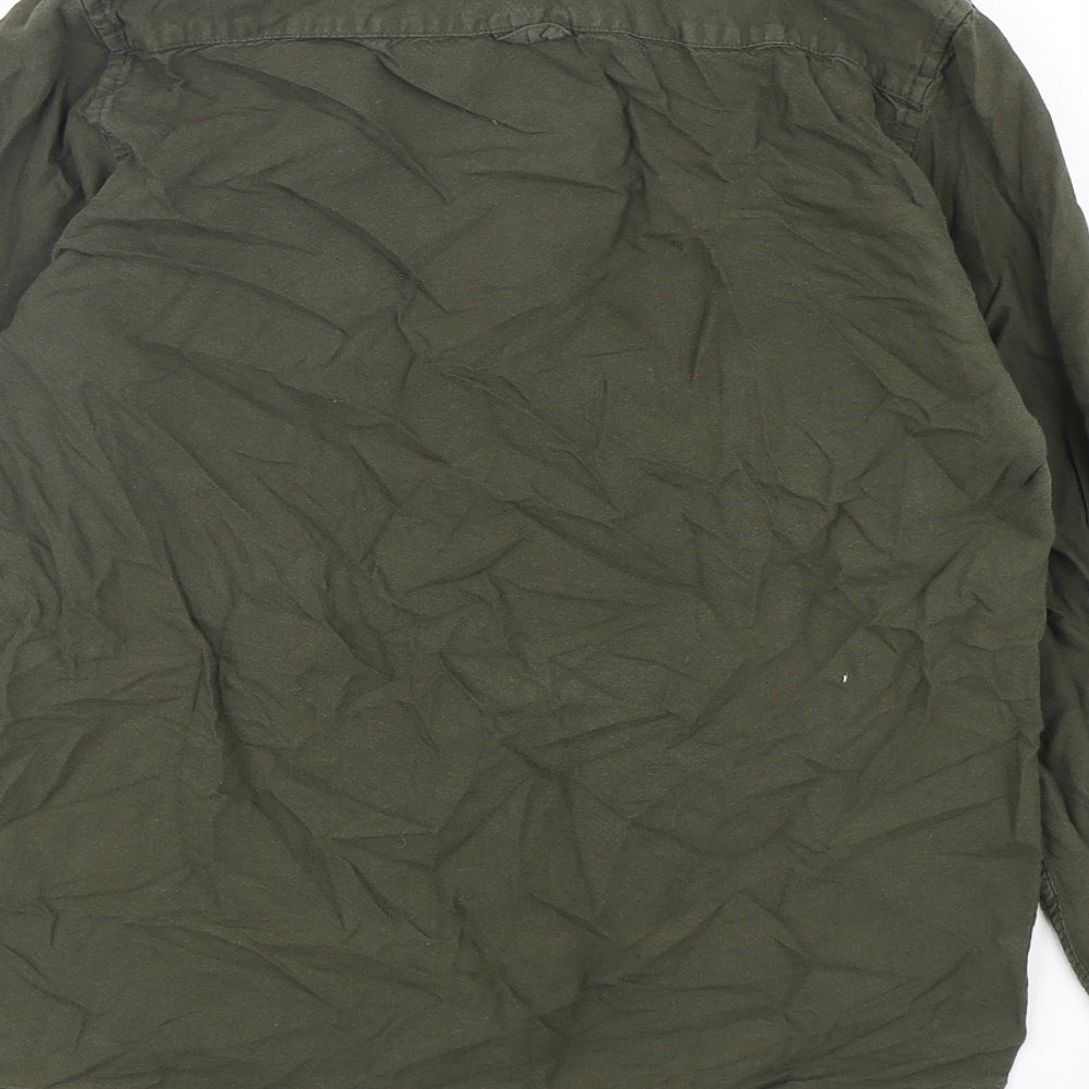 River Island Mens Green Cotton Button-Up Size XS Collared Button