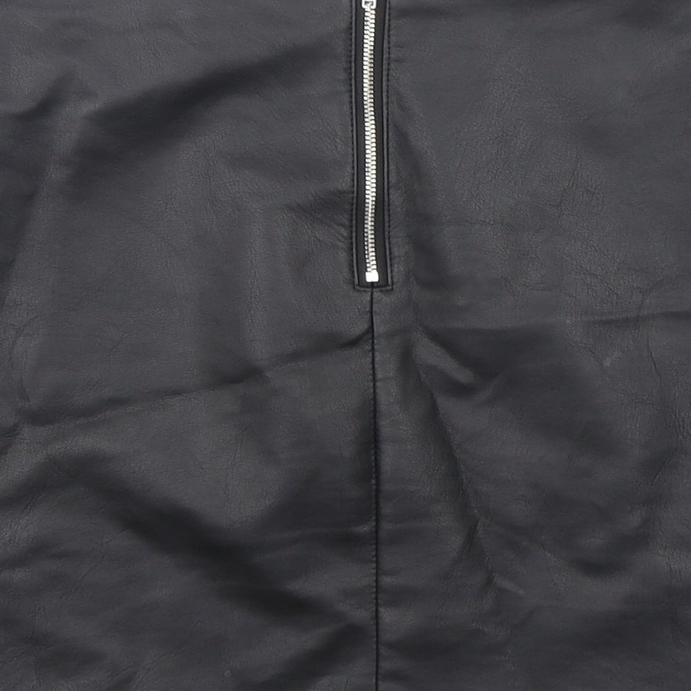 Primark Womens Black Polyurethane Mini Skirt Size 6 Zip