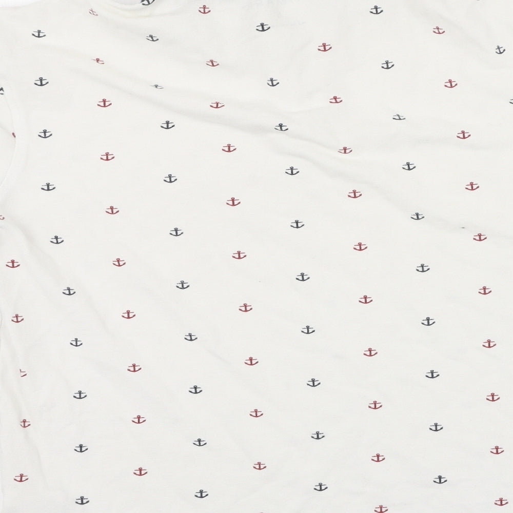 Primark Mens White Cotton Polo Size S Collared - anchors
