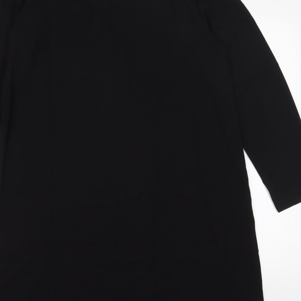 Emery Rose Womens Black Polyester A-Line Size M Round Neck