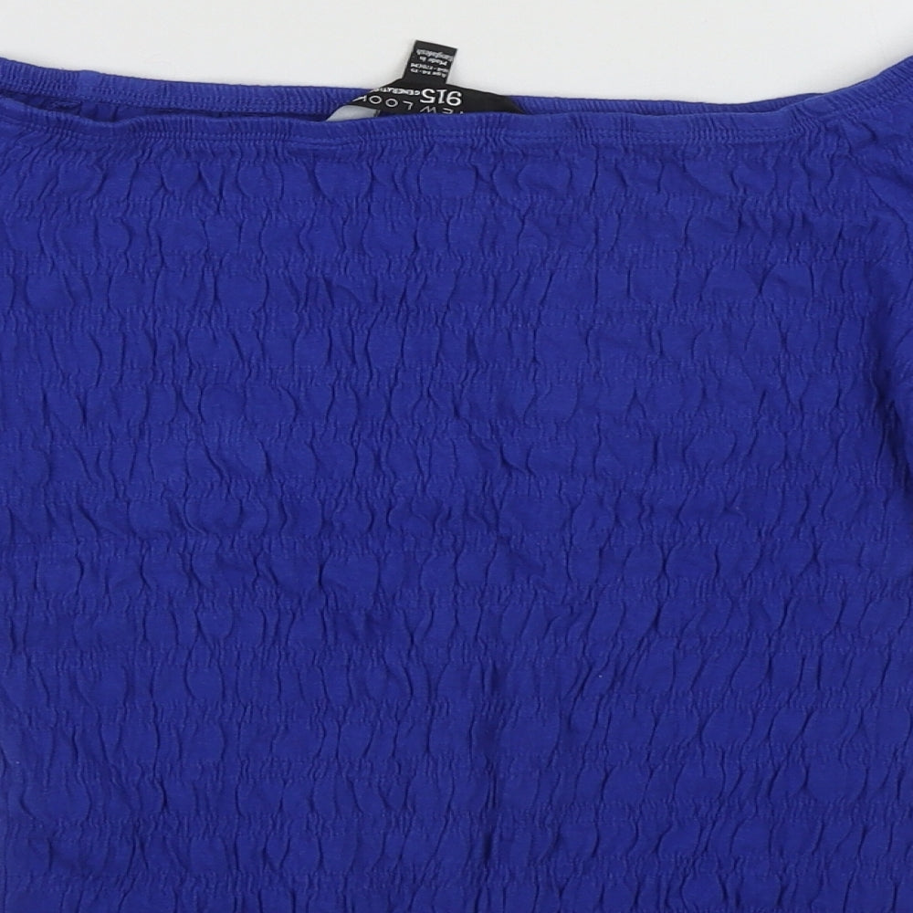 New Look Girls Blue Cotton Cropped Casual Size 14-15 Years Scoop Neck