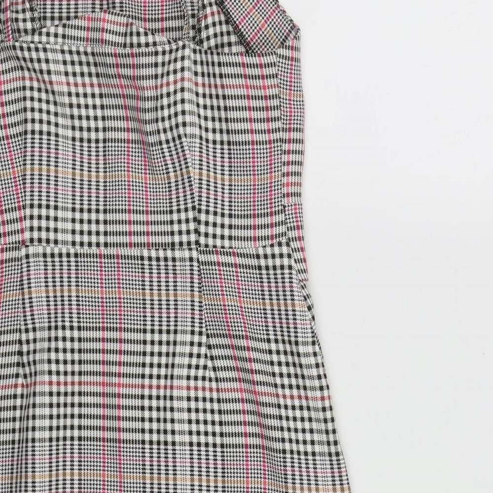 Primark Womens Multicoloured Plaid Viscose A-Line Size 10 Square Neck Zip