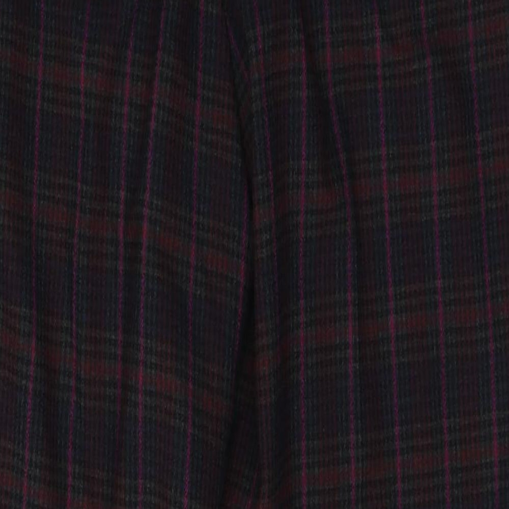 NEXT Womens Red Plaid Polyester Trousers Size 12 L25 in Regular Button