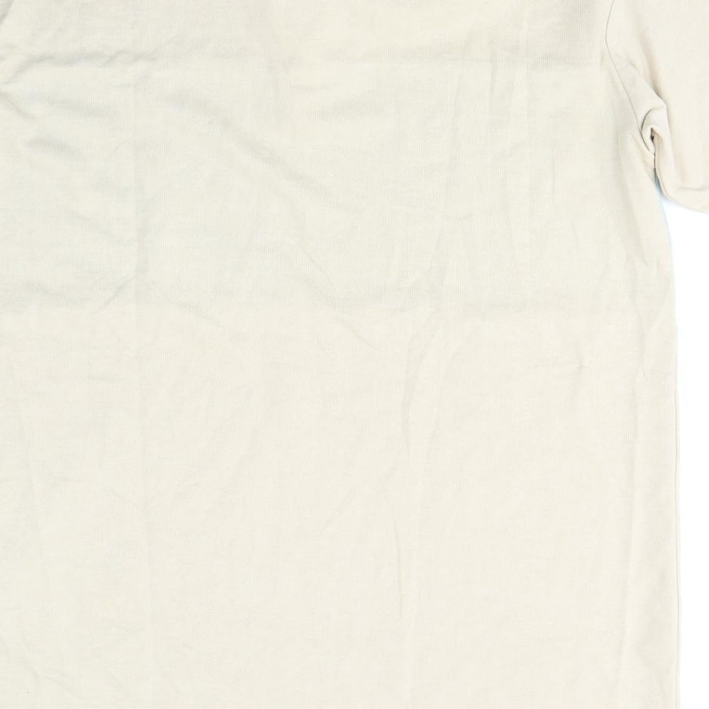 Divided by H&M Mens Beige Colourblock Cotton Polo Size M Collared Pullover