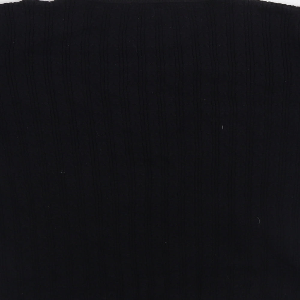 CC Womens Black V-Neck Cotton Pullover Jumper Size L
