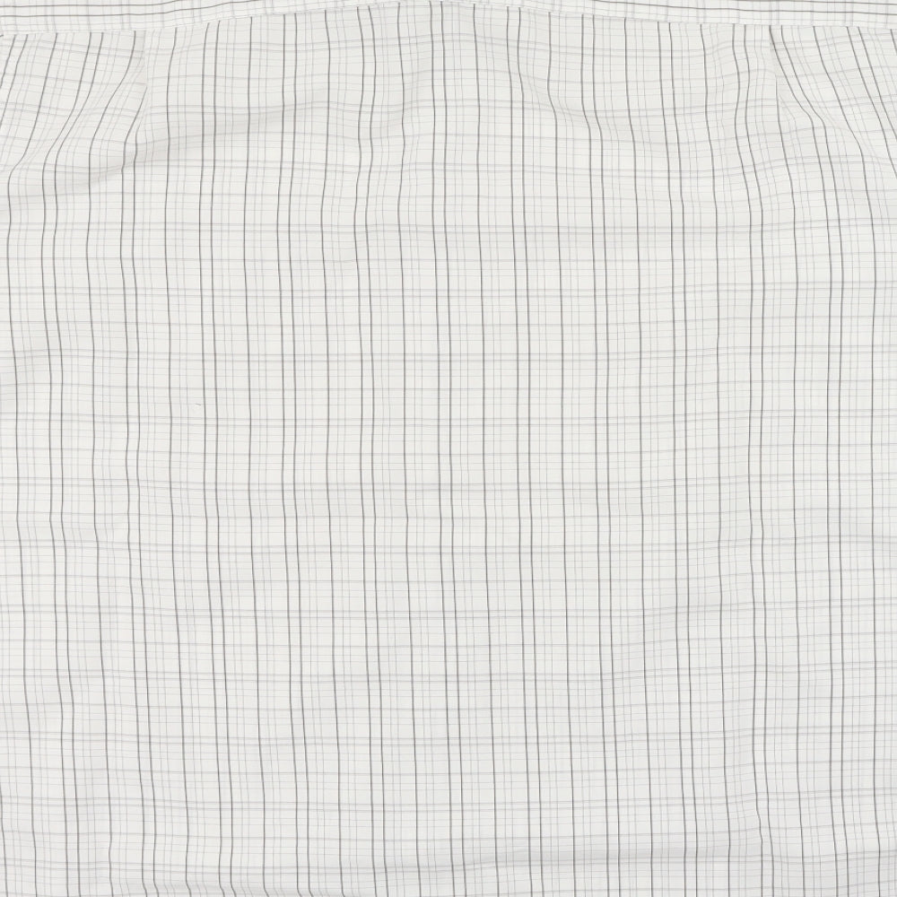 Dunnes Stores Mens White Plaid Polyester Polo Size L Collared