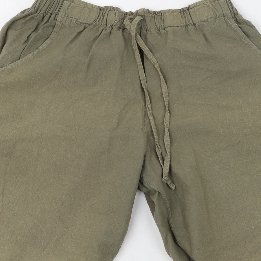 Bonmarche Womens Green Cotton Trousers Size S L20 in Regular