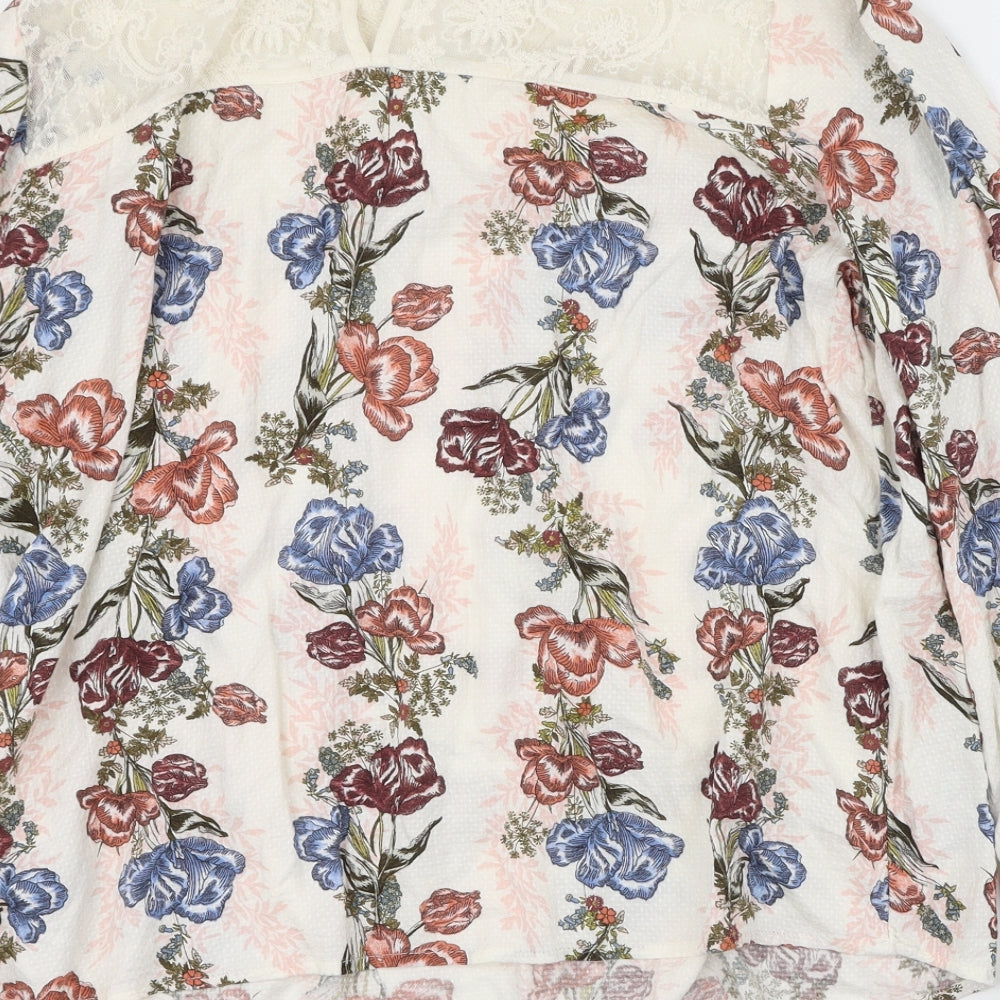 Marks and Spencer Womens Multicoloured Floral Viscose Basic Blouse Size 10 High Neck