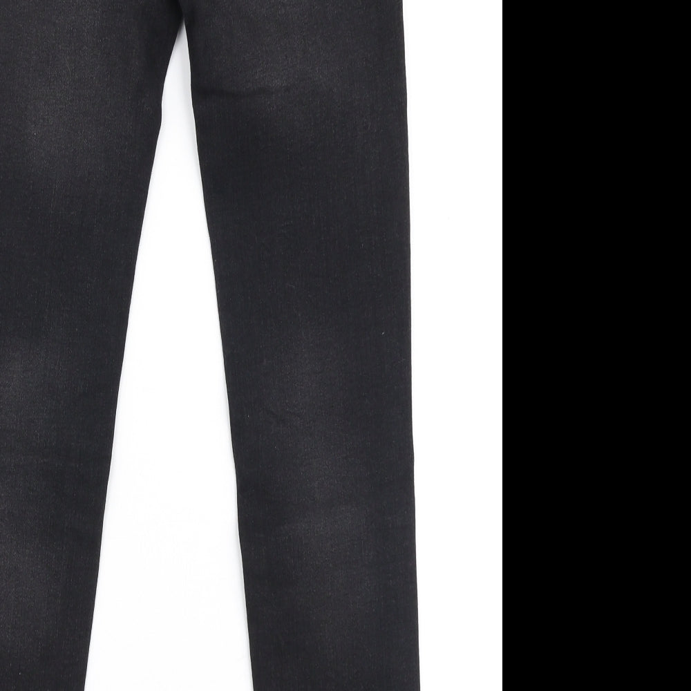 Denim Co Girls Black Cotton Skinny Jeans Size 10-11 Years Slim Zip - Ripped knees
