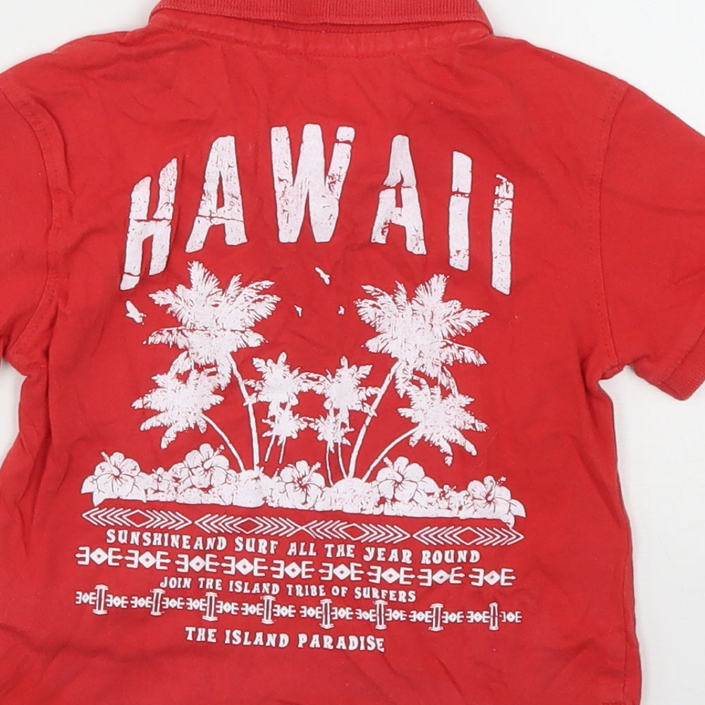 Rebel Boys Red Cotton Basic Polo Size 2-3 Years Collared - Hawii