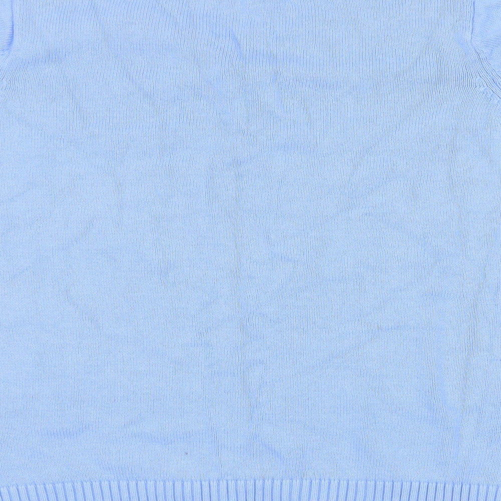 Isle Womens Blue V-Neck Cotton Pullover Jumper Size 18