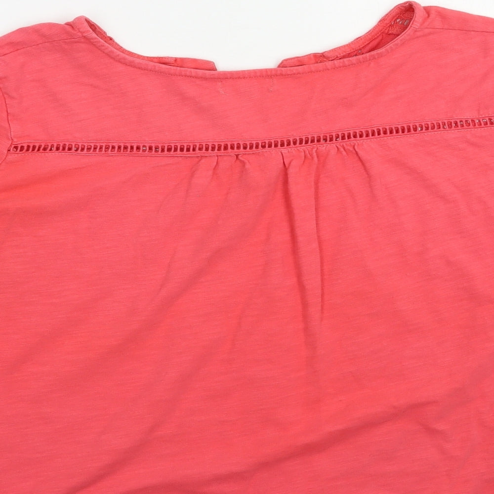 First Avenue Womens Pink Cotton Basic Blouse Size M V-Neck