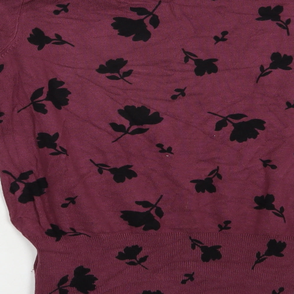 Marks and Spencer Womens Purple Crew Neck Floral Viscose Pullover Jumper Size 6