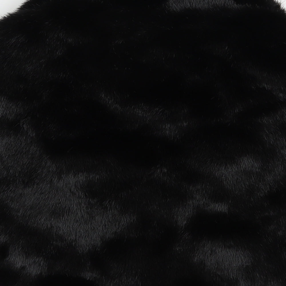 John Lewis Womens Black Overcoat Poncho One Size - Faux Fur Cape