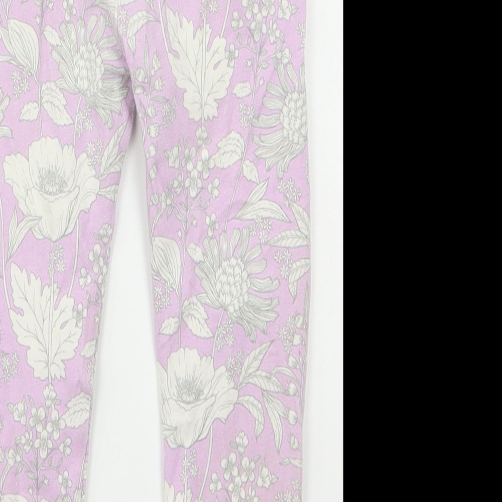 Gap Girls Purple Floral Cotton Carrot Trousers Size 3 Years Regular