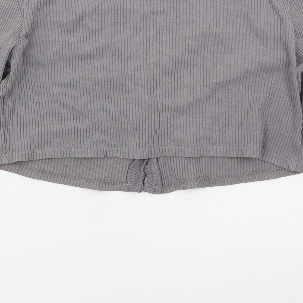 Boohoo Womens Grey V-Neck Cotton Cardigan Jumper Size 12