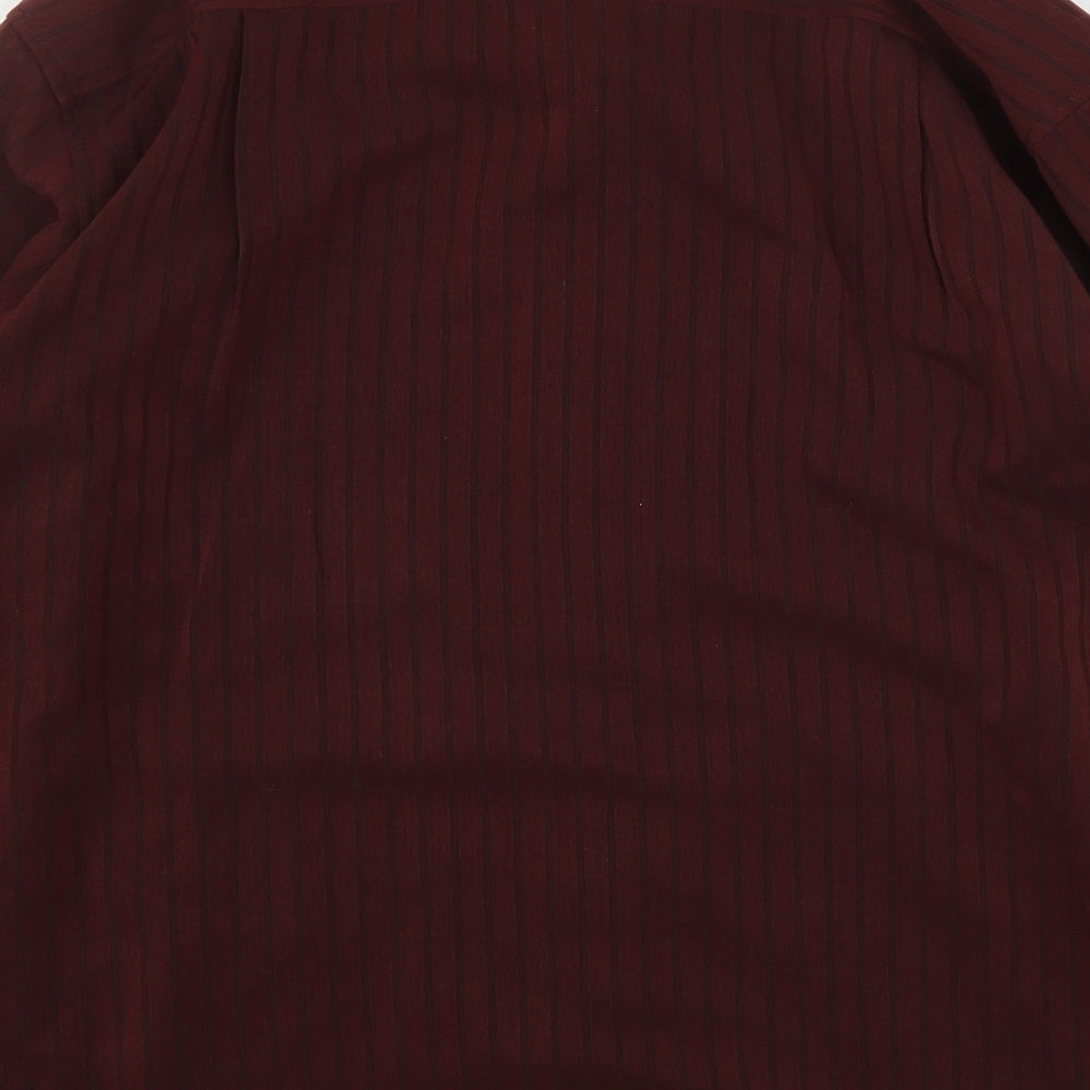 EWM Mens Red Striped Polyester Button-Up Size L Collared