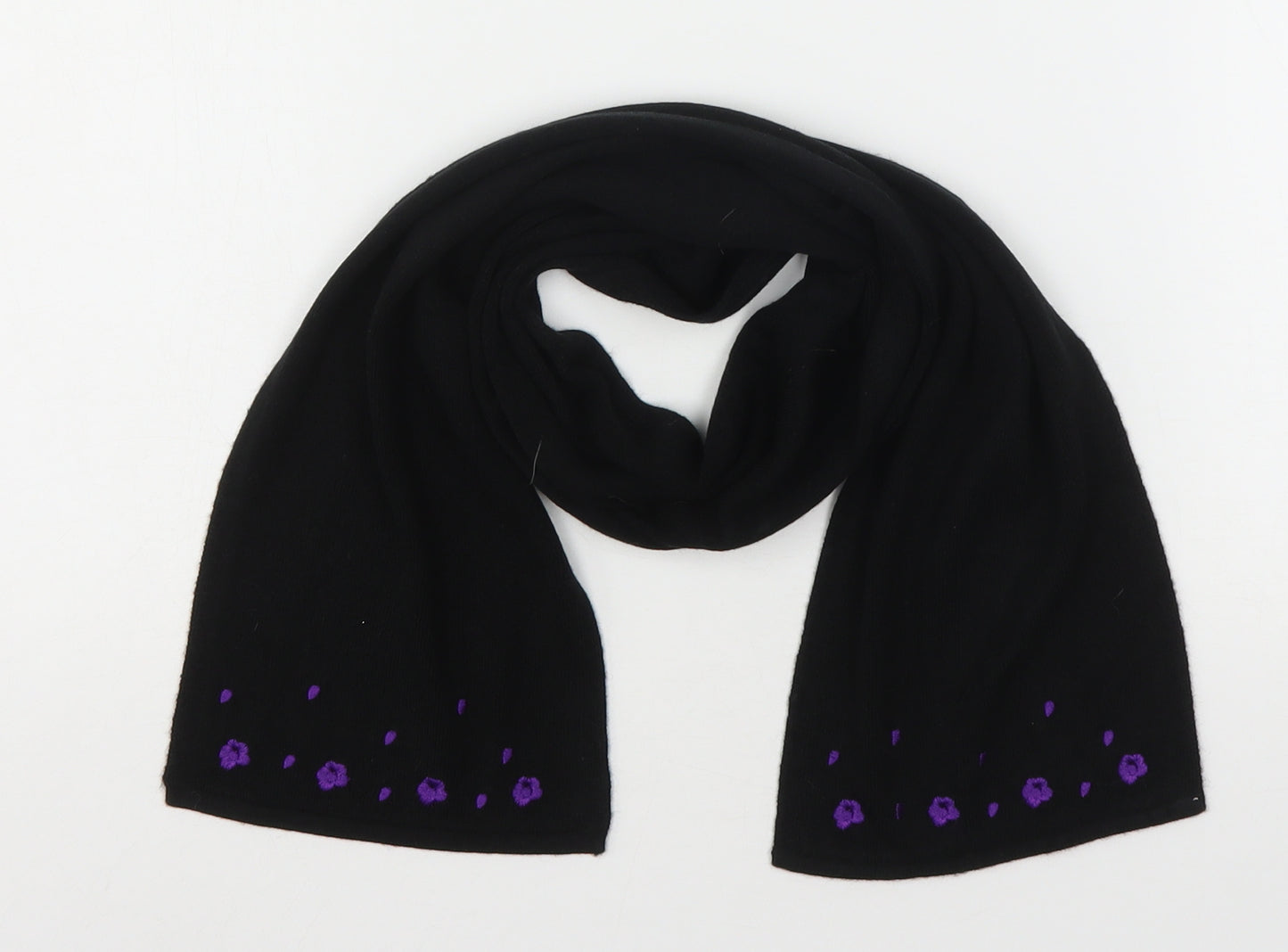 Preworn Womens Black Floral Polyester Scarf